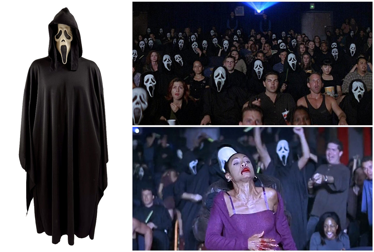 Scream 2 Production Worn Ghostface Robe & Mask Costume of Theatre Patron from Opening Sequence - 1997