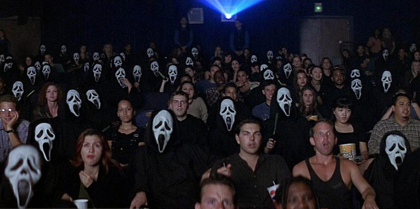 Scream 2 Production Worn Ghostface Robe & Mask Costume of Theatre Patron from Opening Sequence - 1997