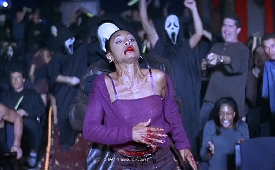 Scream 2 Production Worn Ghostface Robe & Mask Costume of Theatre Patron from Opening Sequence - 1997