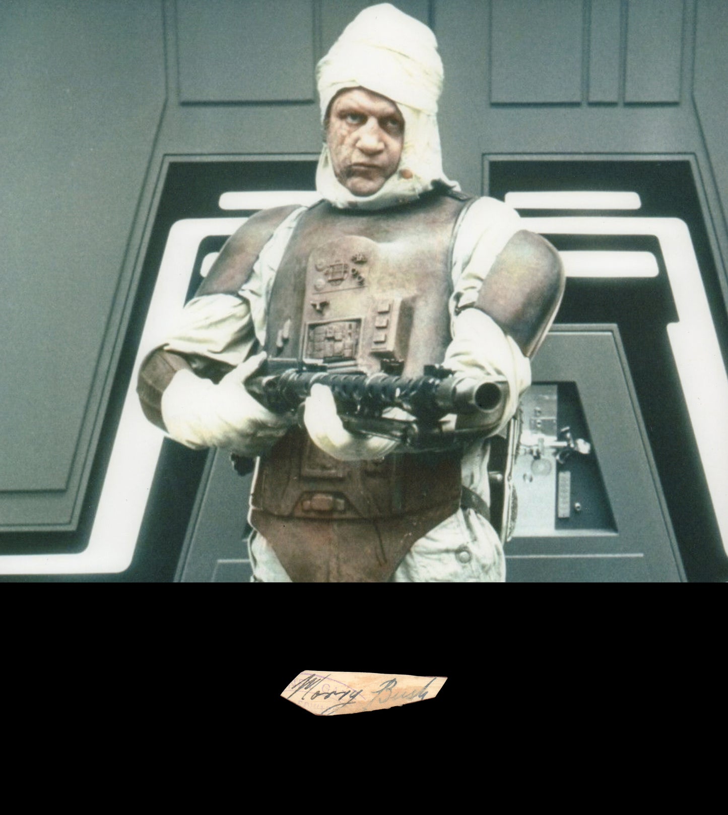 Maurice Bush as Bounty Hunter Dengar in Star Wars: The Empire Strikes Back Signed Index Card Cut - The Rarest Autograph in Star Wars Collecting