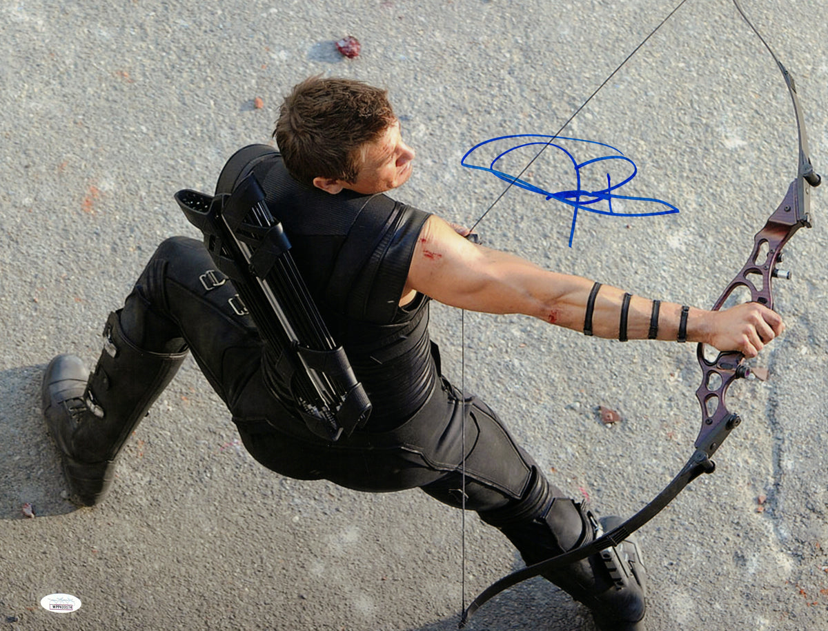 Jeremy Renner as Hawkeye in the Avengers Signed 16x20 Photo SWAU Auction
