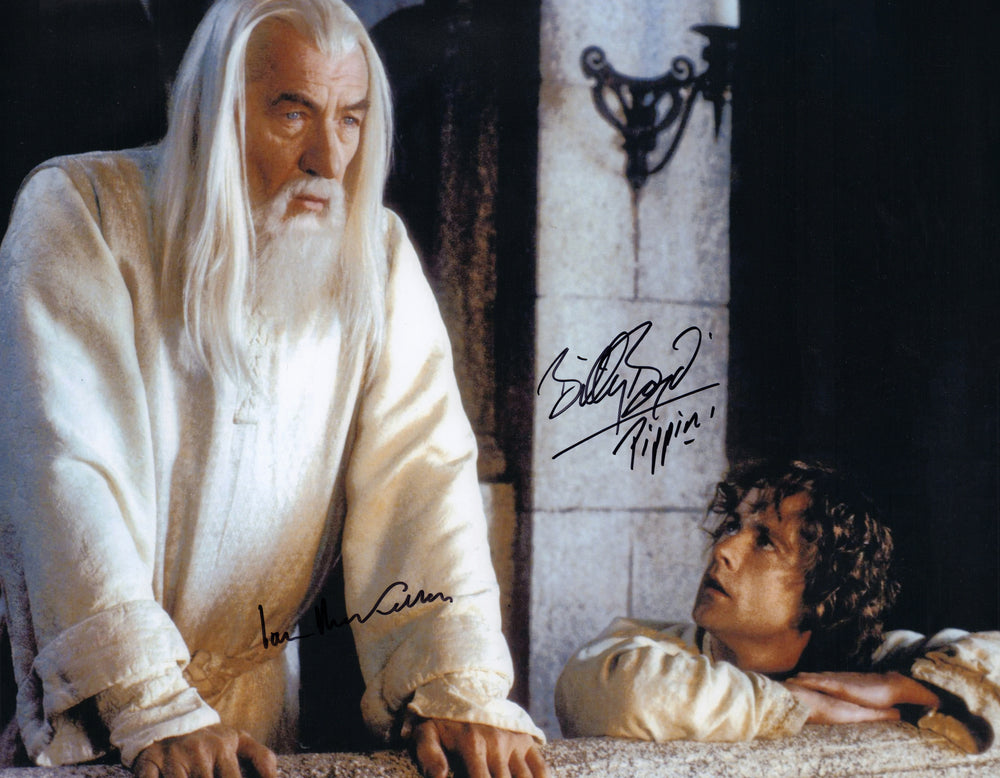 Ian McKellen as Gandalf the White & Billy Boyd as Pippin Took in The Lord of the Rings: The Return of the King Signed 16x20 Photo