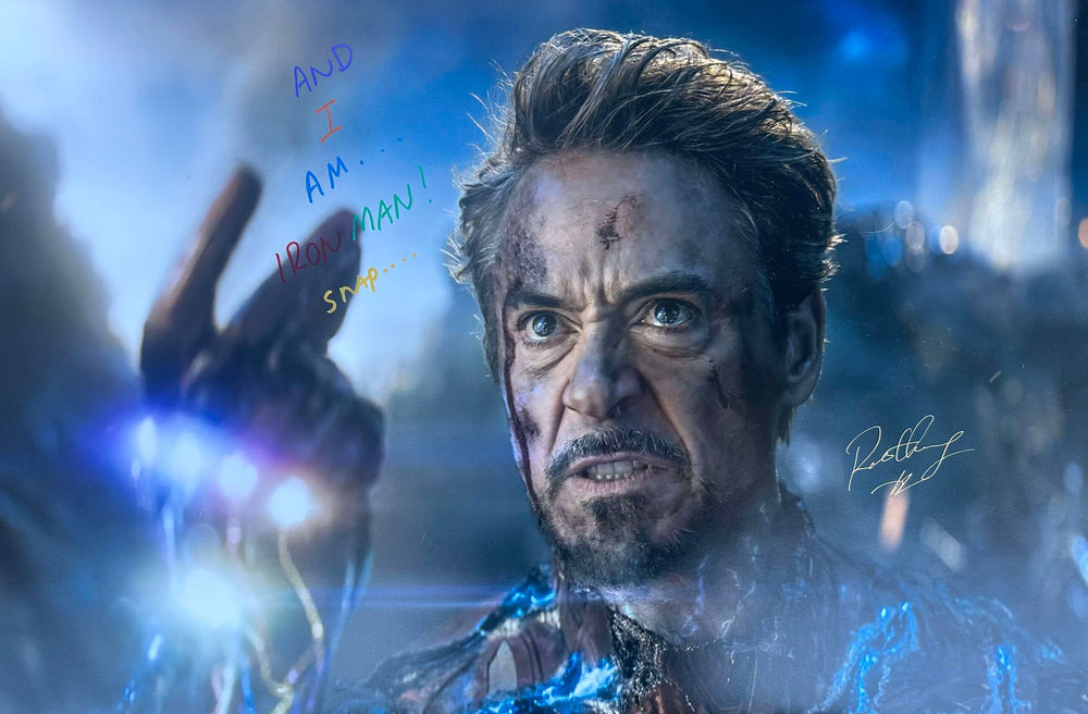 Robert Downey Jr as Tony Stark/Iron Man in Avengers: Endgame (SWAU) Signed 20x30 Poster with Rare Multicolor Quote