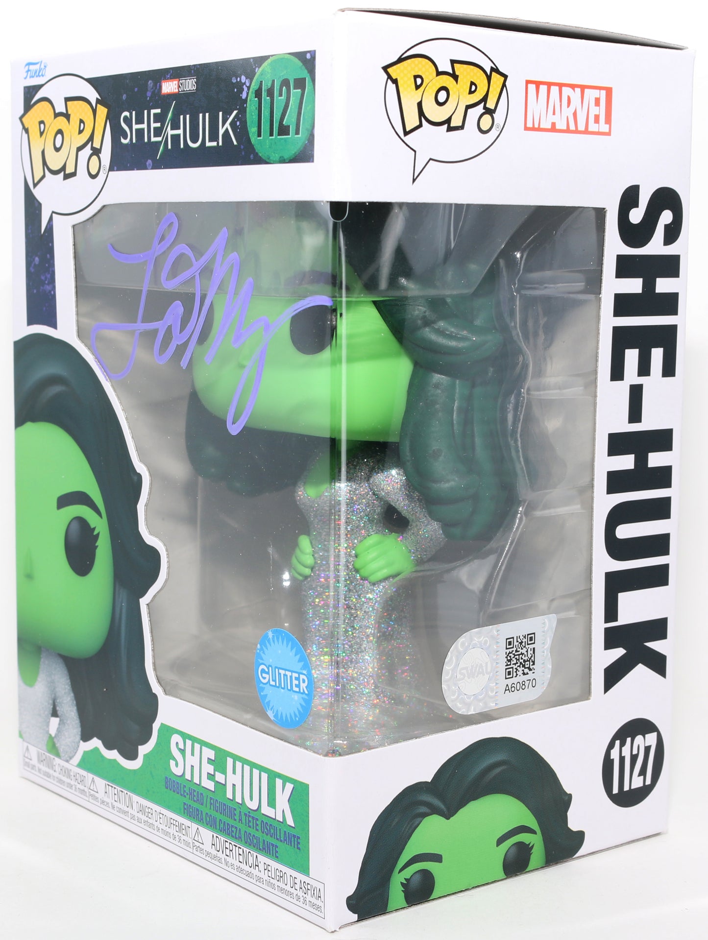 
                  
                    Tatiana Maslany as She-Hulk in She-Hulk Glitter Edition (SWAU) Signed Funko POP! #1127
                  
                