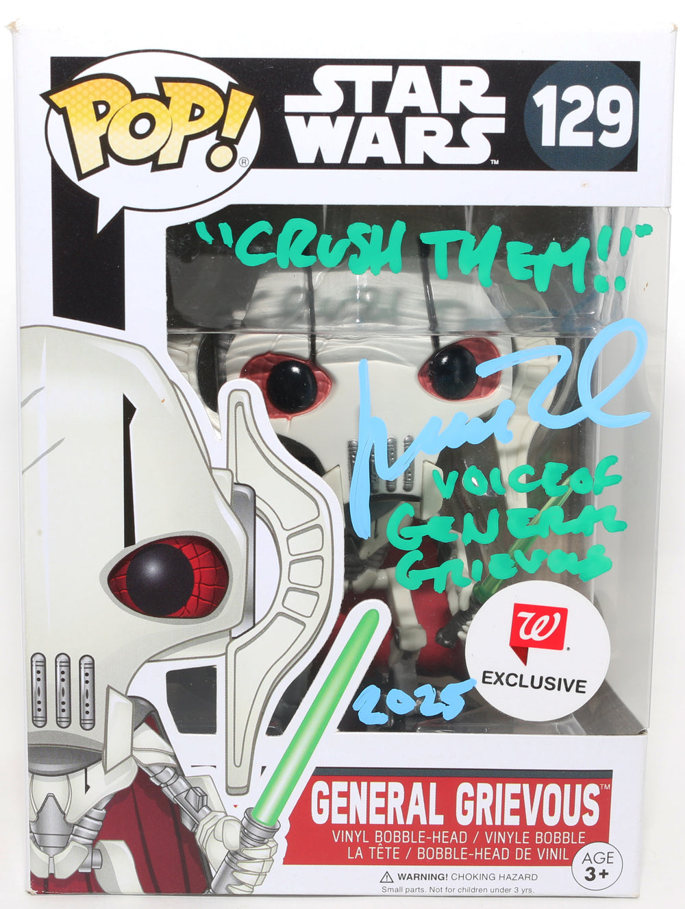 Matthew Wood as General Grievous in Star Wars Episode III: Revenge of the Sith Walgreen's Exclusive (JSA) Signed Funko POP!  #129 with Character Name & Quote