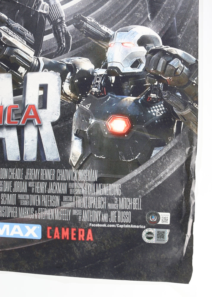 
                  
                    Captain America: Civil War 27x40 Poster (Beckett Witnessed / SWAU) Cast Signed by Chris Evans, Sebastian Stan, & Paul Bettany
                  
                