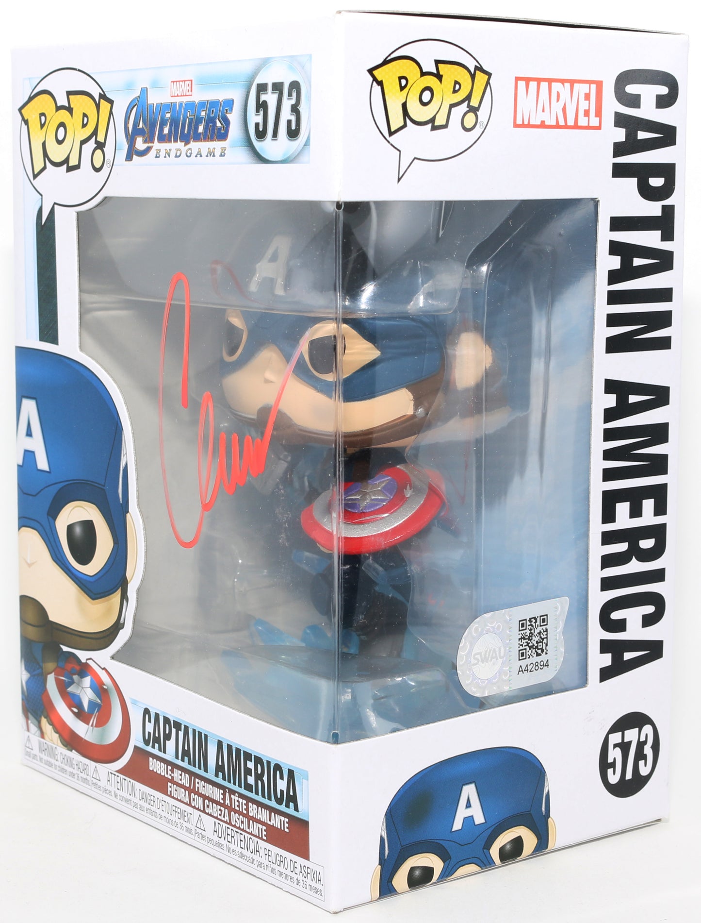 
                  
                    Chris Evans as Captain America in Avengers: Endgame (SWAU) Signed Funko POP! #573
                  
                