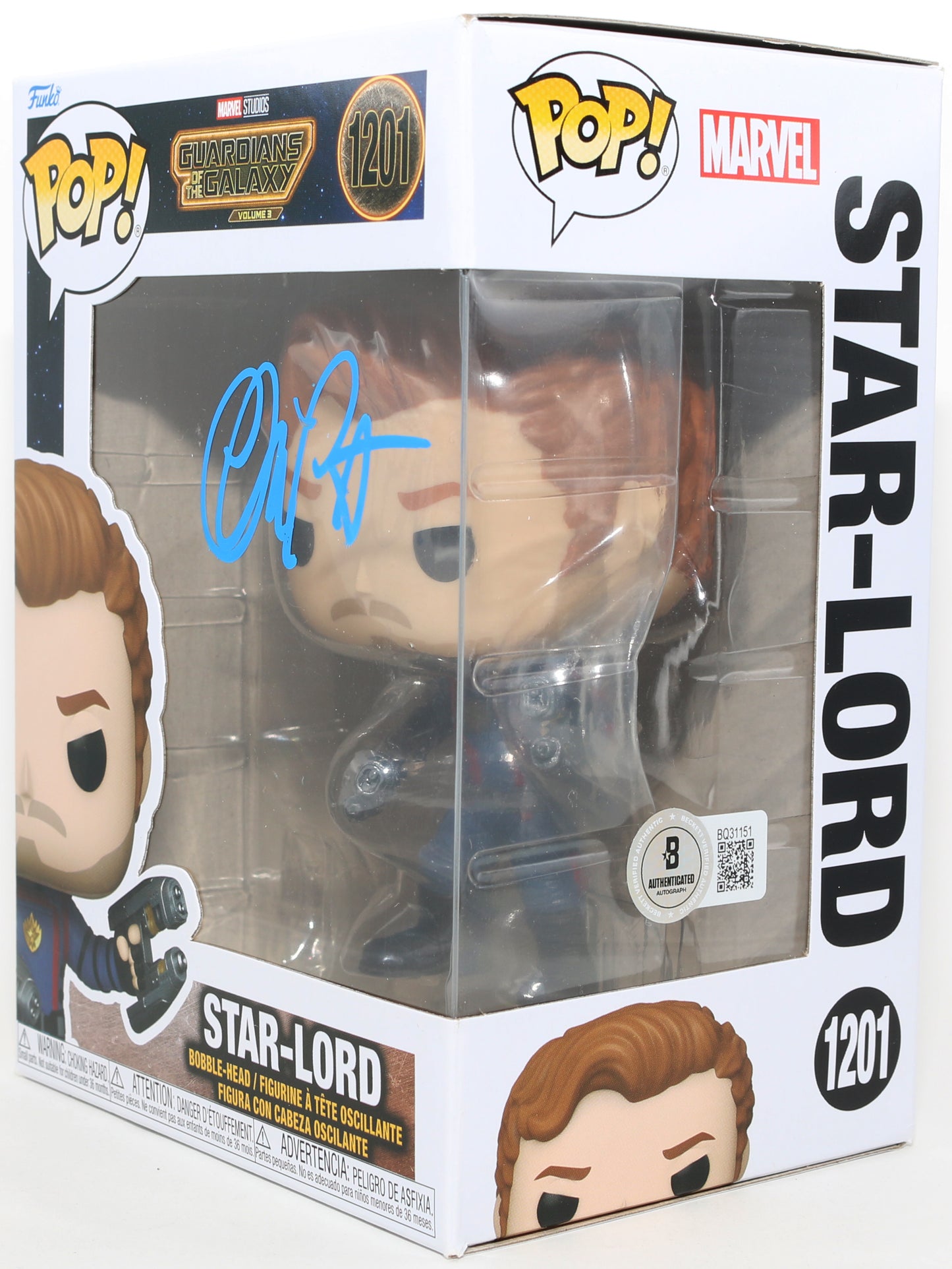 
                  
                    Chris Pratt as Star-Lord in Guardians of the Galaxy Vol. 3 (Beckett) Signed Funko POP! #1201
                  
                