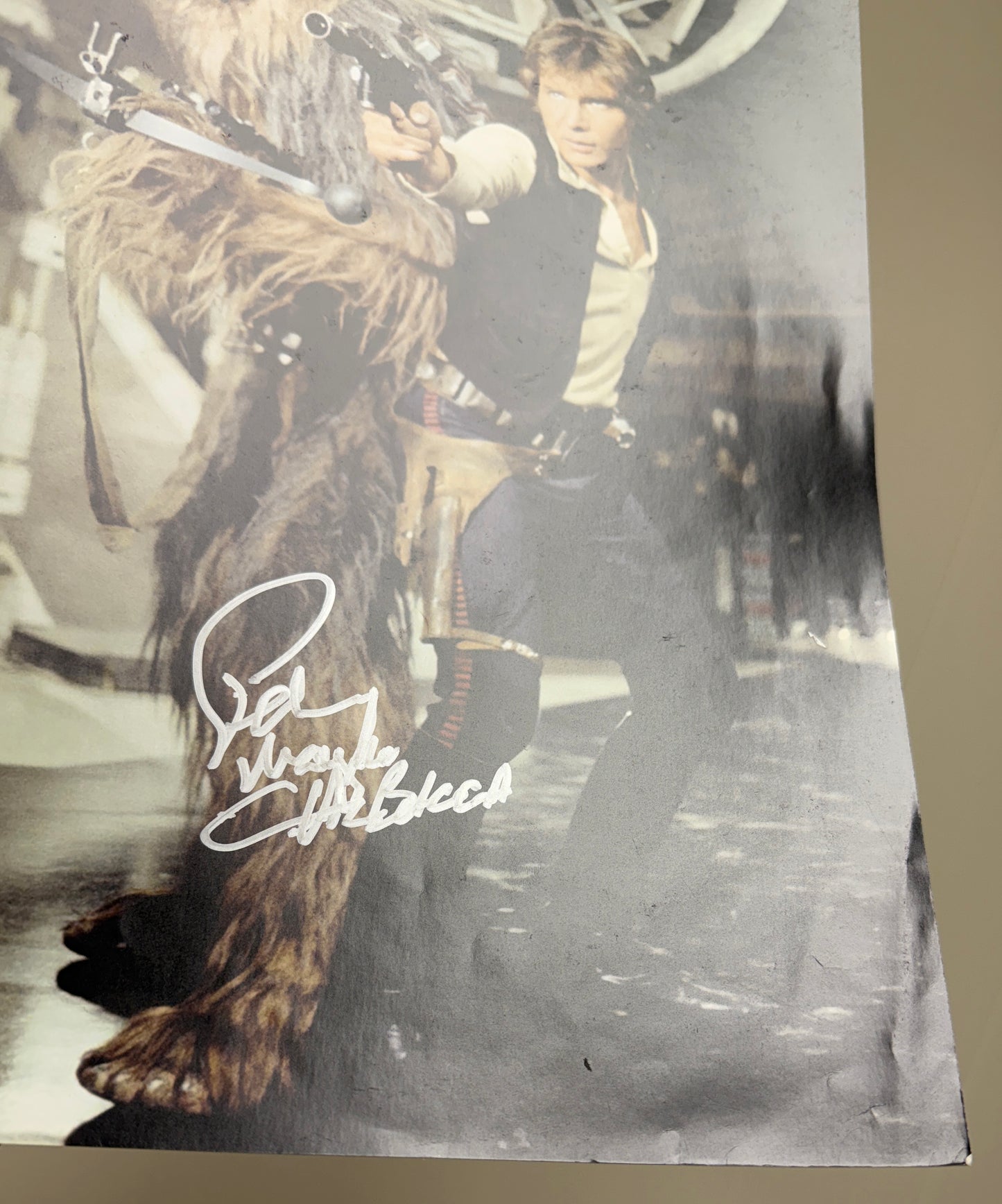 
                  
                    Peter Mayhew as Chewbacca with Han Solo in Star Wars: A New Hope Signed 11x14 Photo with Character Name
                  
                
