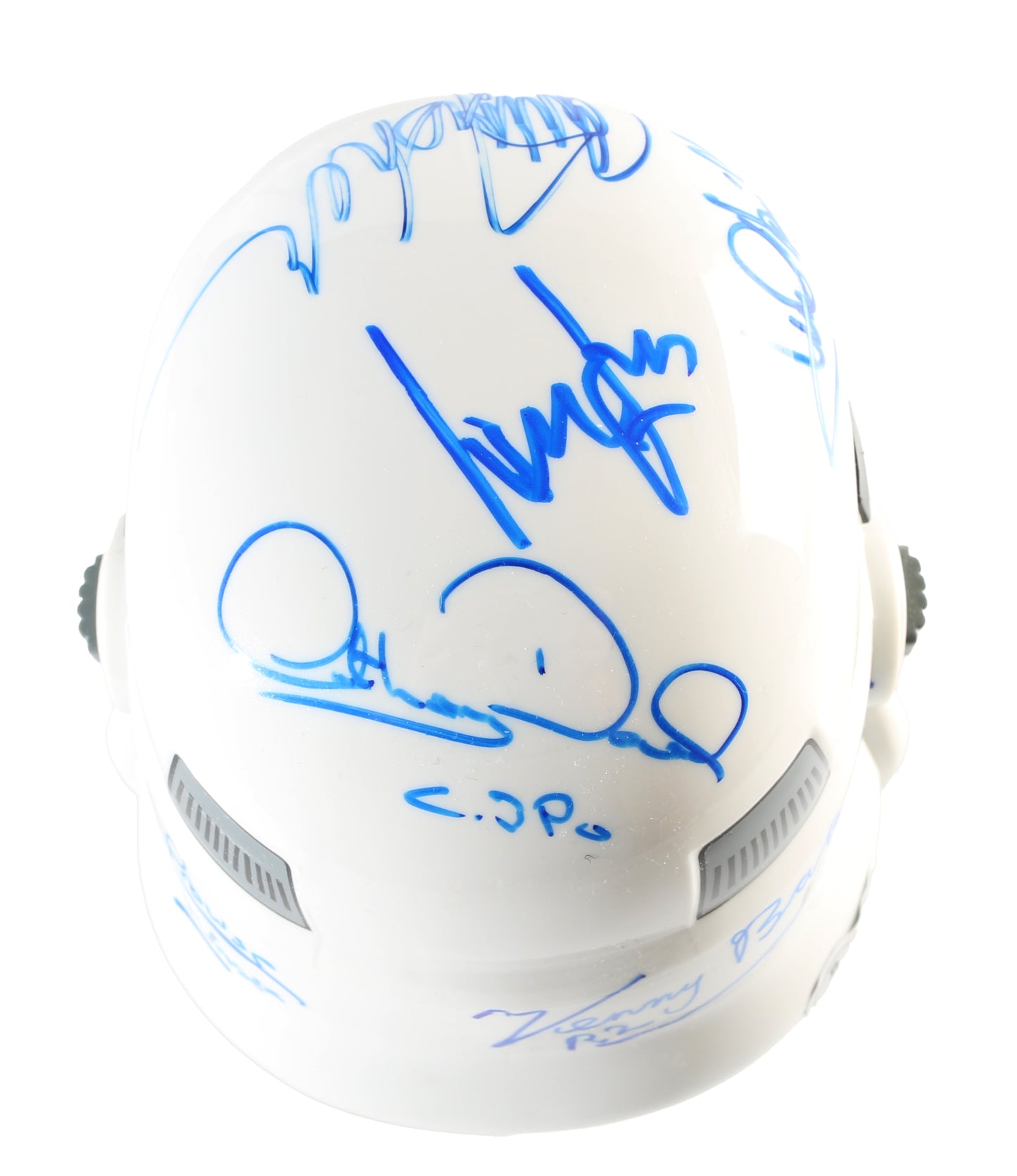 
                  
                    Star Wars Stormtrooper Mini Helmet Scaled Prop Replica (Beckett Witnessed) Cast Signed by Harrison Ford, Carrie Fisher, Mark Hamill, Dave Prowse, Peter Mayhew, Kenny Baker, & Anthony Daniels
                  
                