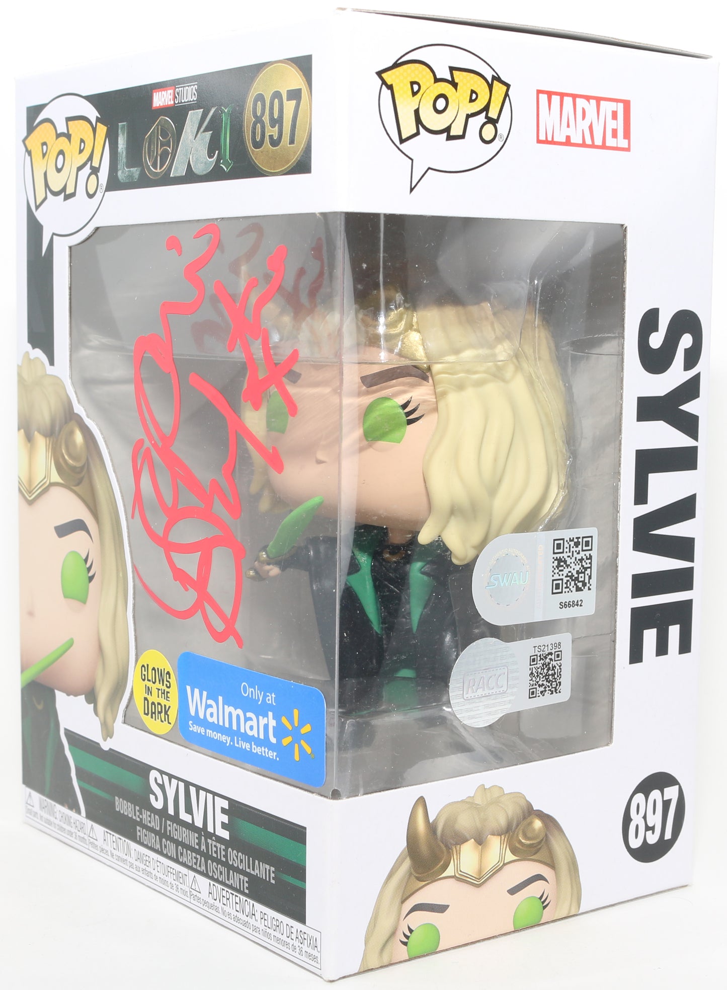 
                  
                    Sophia Di Martino as Sylvie in Loki GITD Walmart Exclusive (SWAU) Signed Funko POP! #897
                  
                