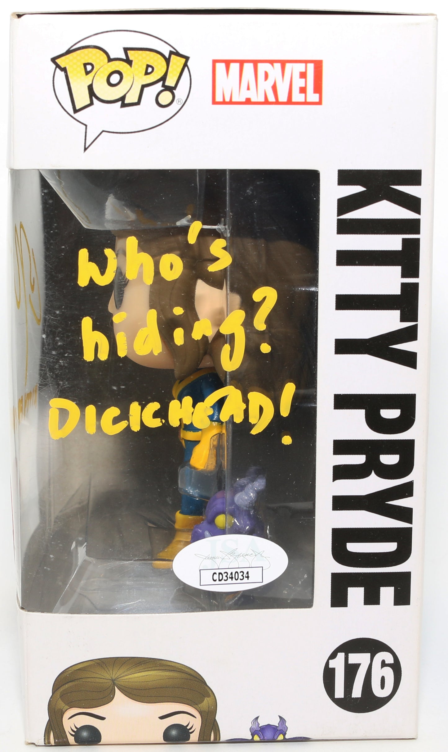 
                  
                    Elliot / Ellen Page as Kitty Pryde in X-Men 2016 New York Comic Con Exclusive (JSA) Signed Funko POP! #176 with Character Name & Quote
                  
                