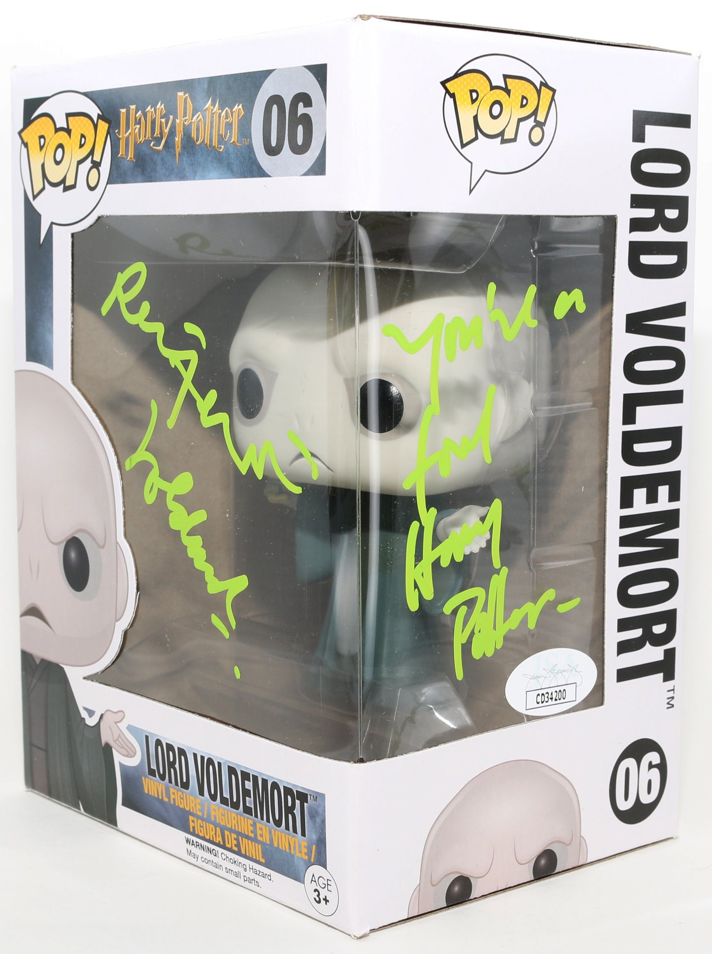 
                  
                    Ralph Fiennes as Lord Voldemort in Harry Potter (JSA) Signed Funko POP! #06 with Character Name & Quote
                  
                