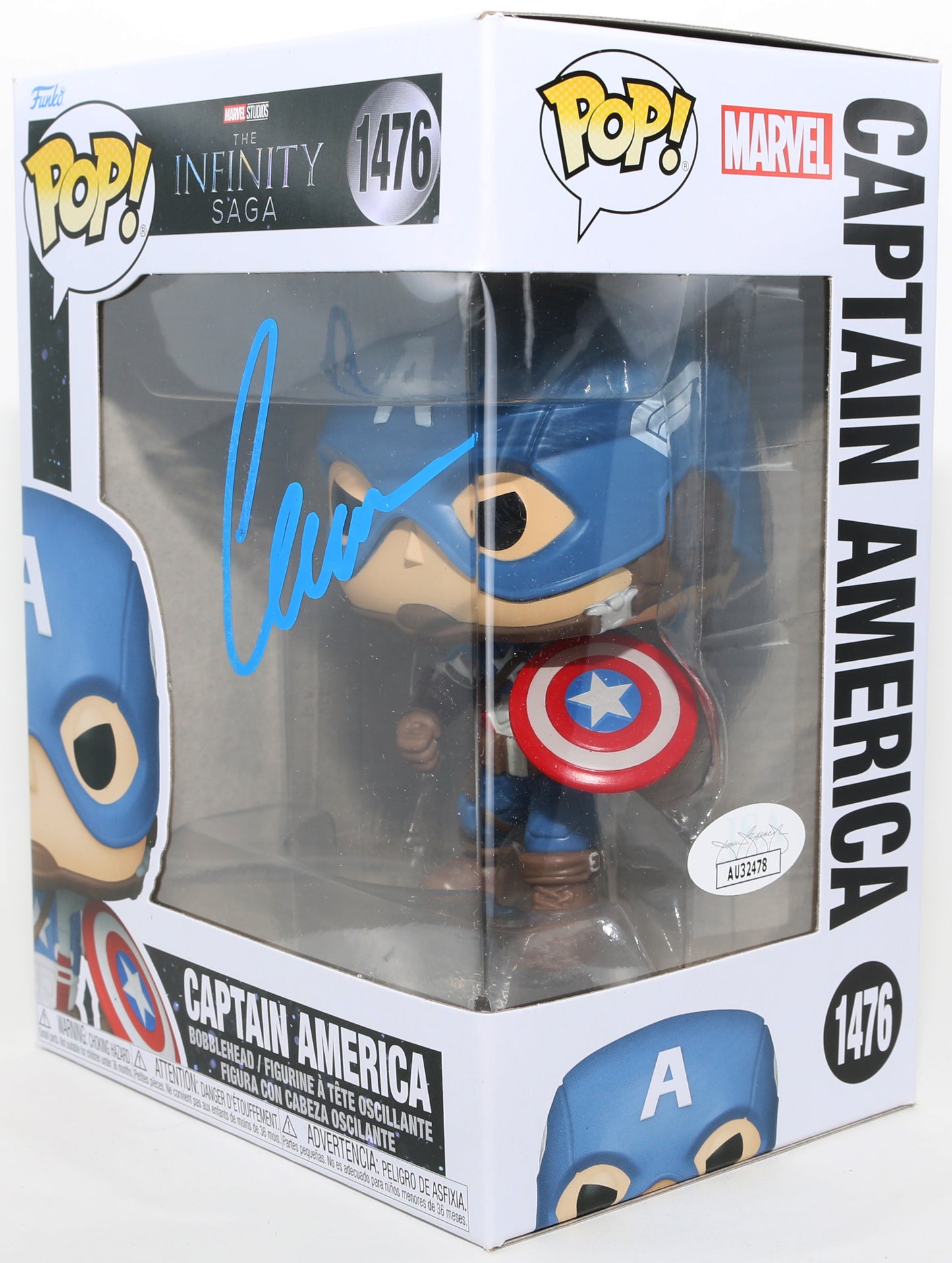 
                  
                    Chris Evans as Captain America in Marvel Studios The Infinity Saga (JSA) Signed Funko POP! #1476
                  
                