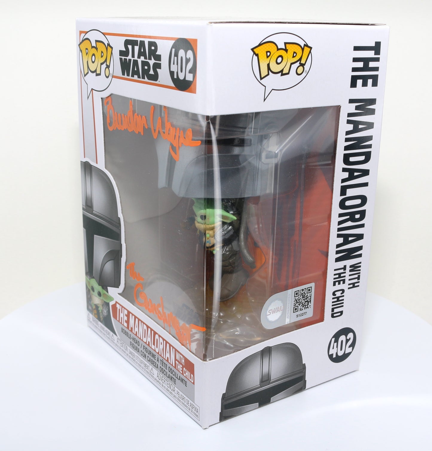 
                  
                    Brendan Wayne as The Mandalorian in Star Wars: The Mandalorian (SWAU Authenticated) Signed Funko POP! #402
                  
                