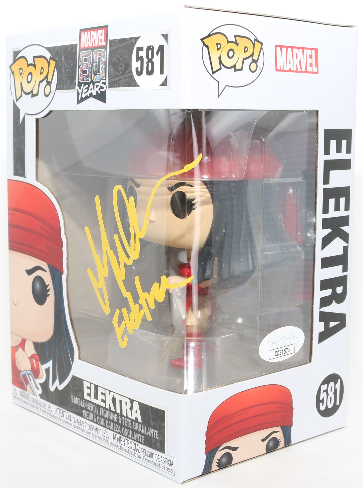 
                  
                    Jennifer Garner as Elektra Natchios in Daredevil & Deadpool & Wolverine (JSA) Signed Funko POP! #581 with Character Name
                  
                