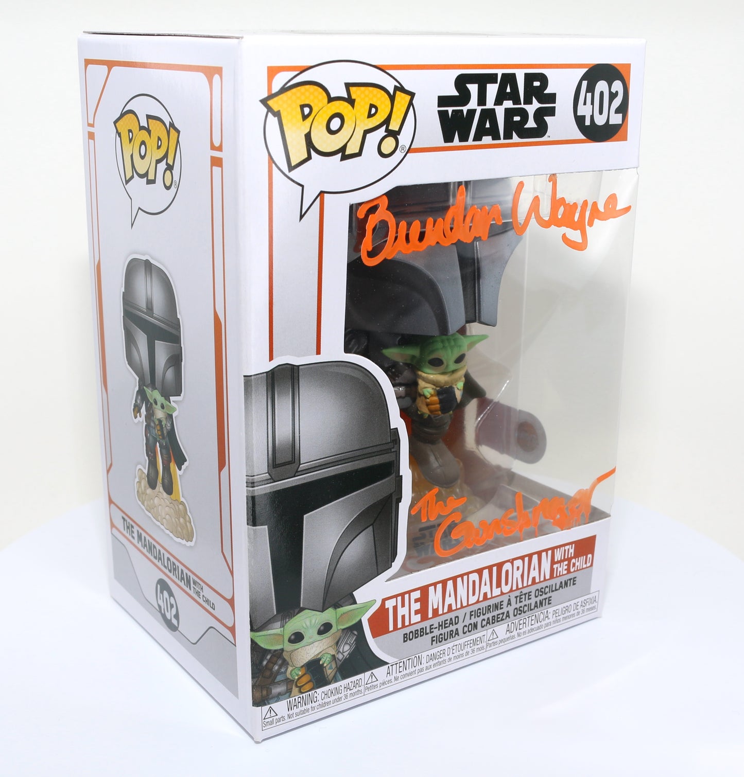 
                  
                    Brendan Wayne as The Mandalorian in Star Wars: The Mandalorian (SWAU Authenticated) Signed POP! Funko #402
                  
                