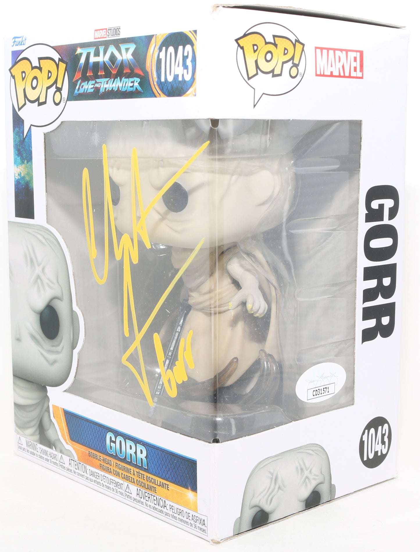 
                  
                    Christian Bale as Gorr the God Butcher in Thor: Love & Thunder (JSA) Signed Funko POP! #1043 with Character Name
                  
                