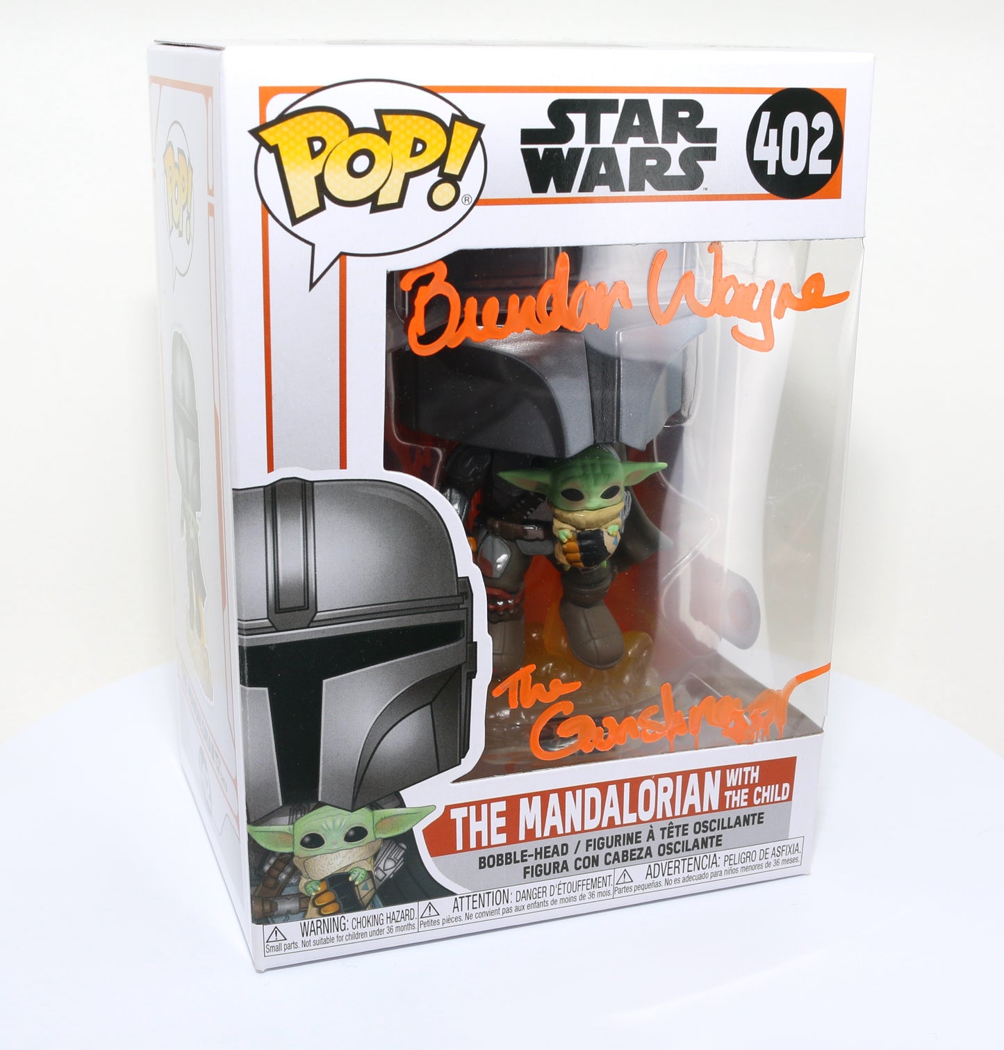 
                  
                    Brendan Wayne as The Mandalorian in Star Wars: The Mandalorian (SWAU Authenticated) Signed POP! Funko #402
                  
                