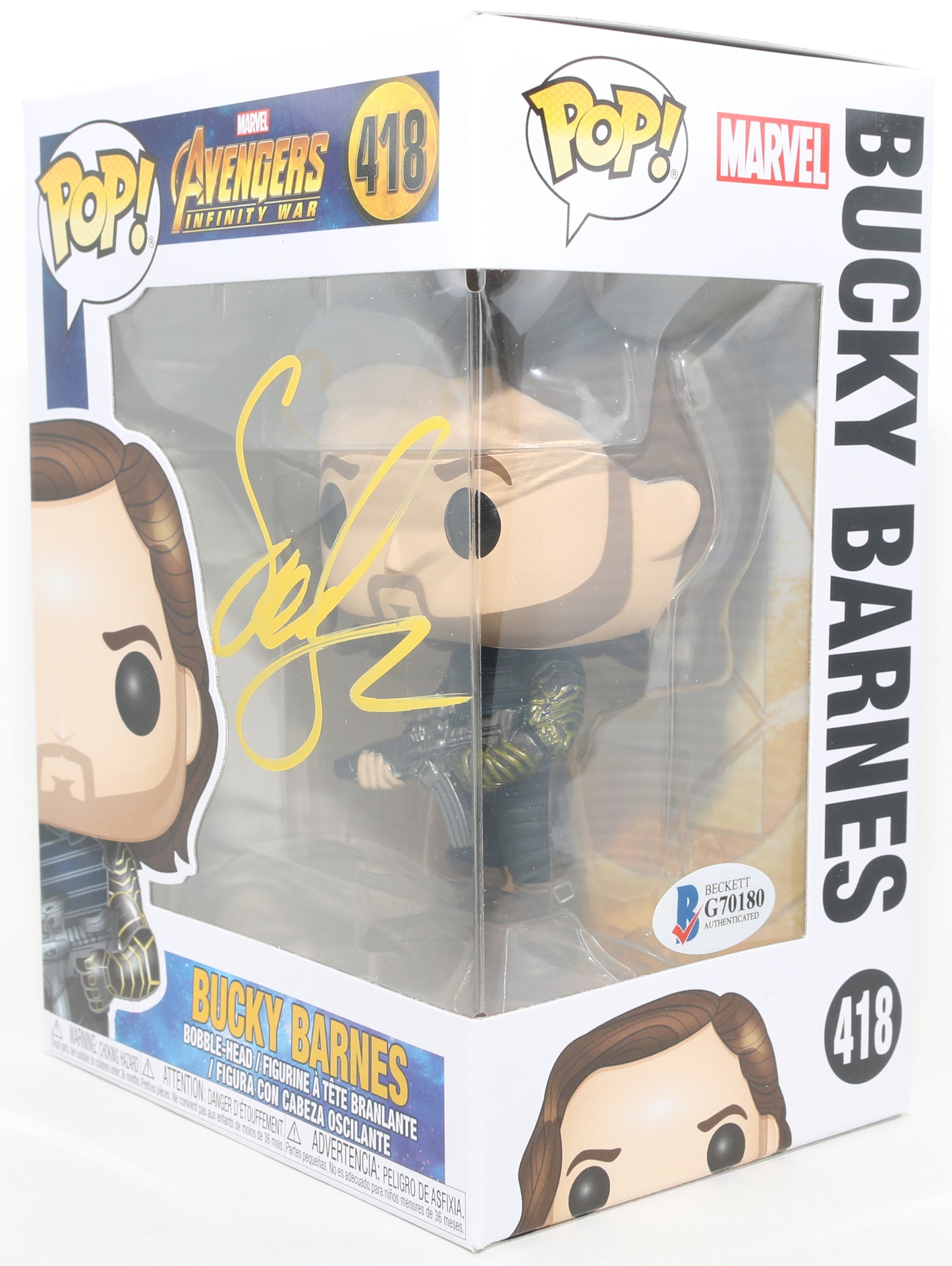 
                  
                    Sebastian Stan as Bucky Barnes / The Winter Solder in Avengers: Infinity War (SWAU) Signed Funko POP! #418
                  
                