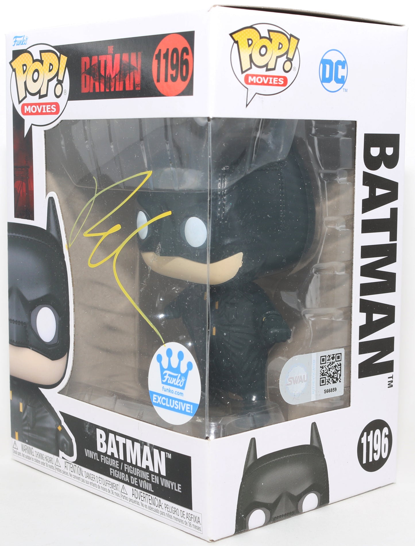 
                  
                    Robert Pattinson as Batman in The Batman Funko Store Exclusive (SWAU) Signed Funko POP! #1196
                  
                