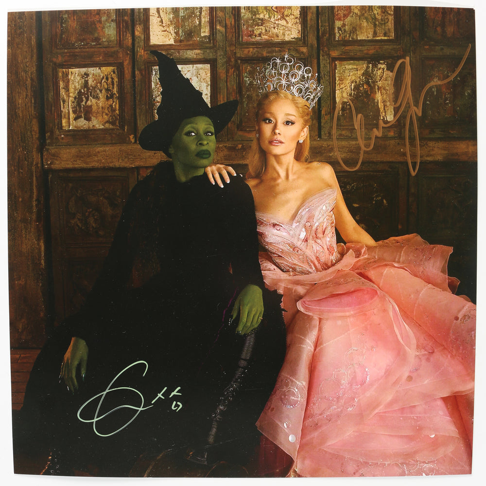 Cynthia Erivo as Elphaba Thropp & Ariana Grande as Galinda Upland in Wicked Signed LP 12
