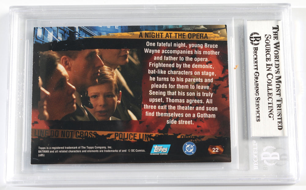 
                  
                    Christian Bale as Batman in Batman Begins (Beckett Slabbed) Signed Topps A Night At The Opera #22 Trading Card
                  
                