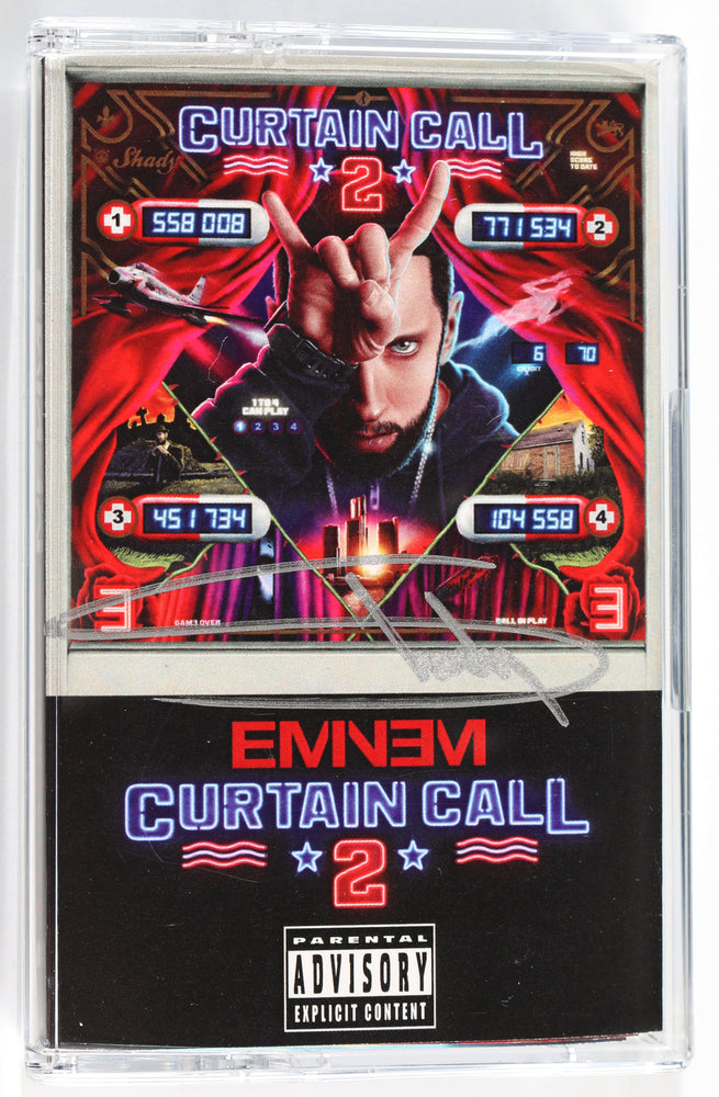 
                  
                    Curtain Call 2 Blue Cassette Tape Signed by Eminem
                  
                