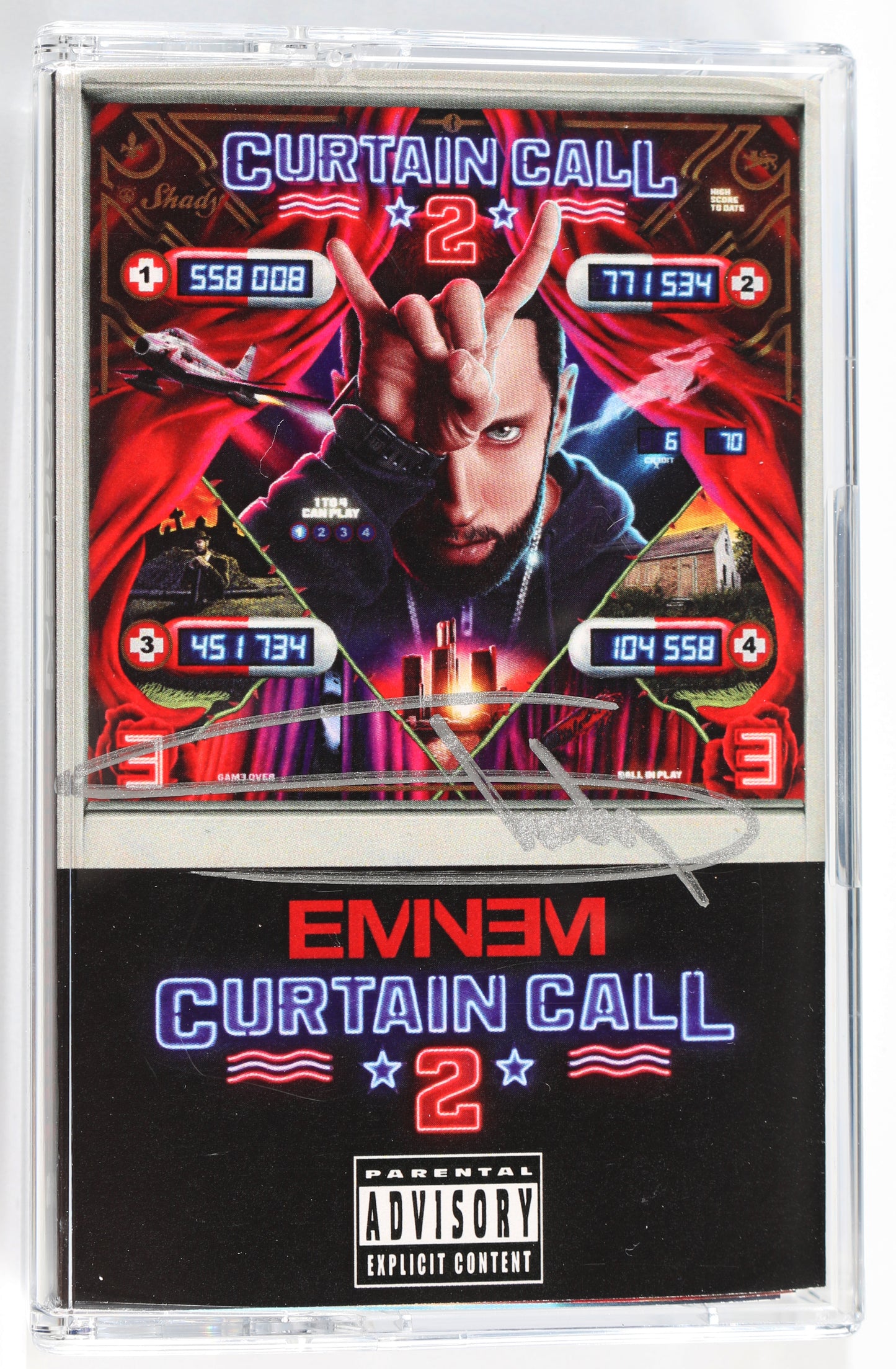 
                  
                    Curtain Call 2 Blue Cassette Tape Signed by Eminem
                  
                