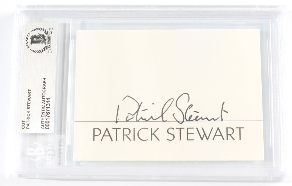 Patrick Stewart from X-Men, Logan, Doctor Strange in the Multiverse of Madness, Ted, & Excalibur (Beckett Encapsulated) Signed 2.5x3.5 Index Card