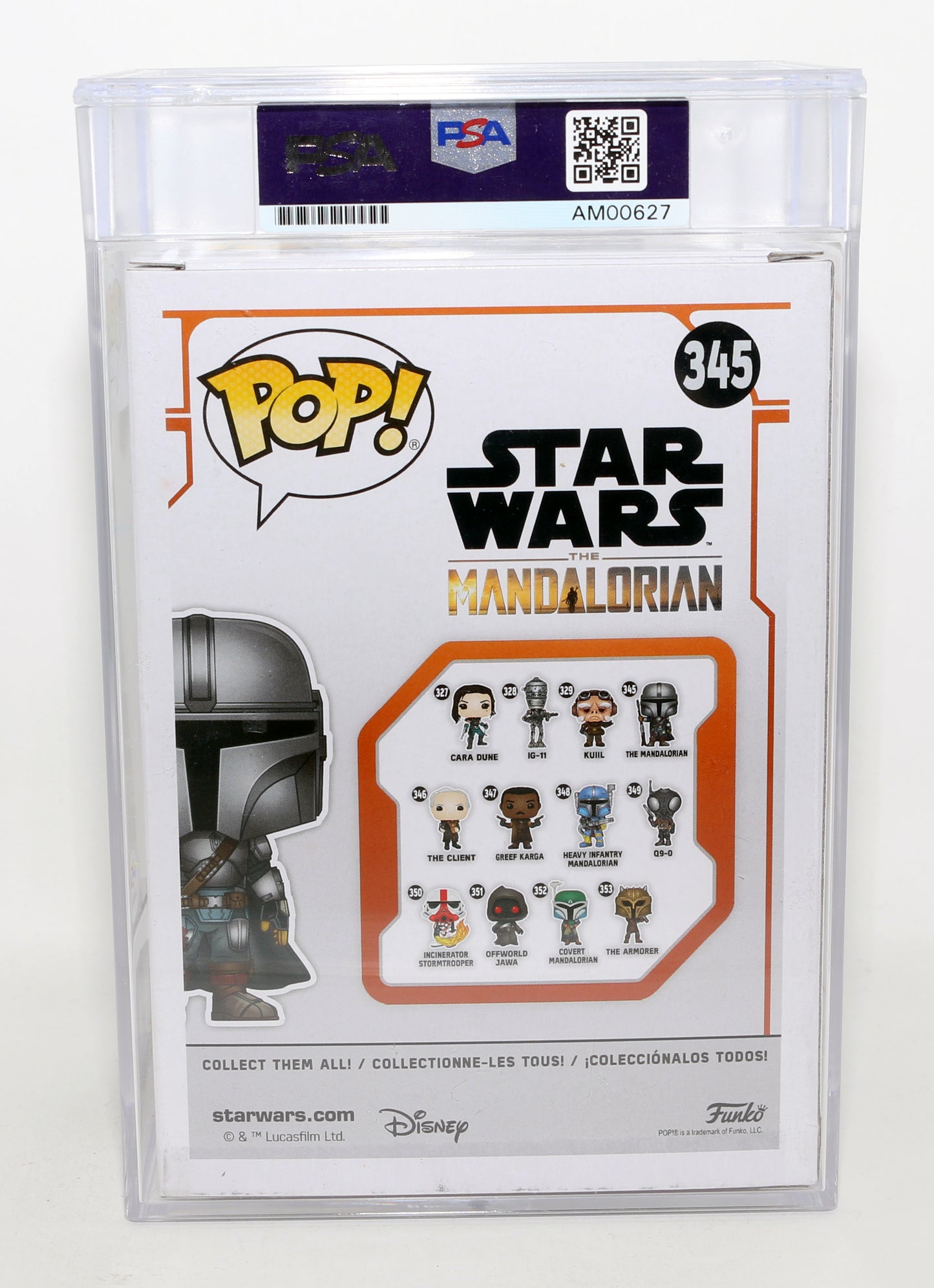 
                  
                    Pedro Pascal as The Mandalorian in Star Wars: The Mandalorian (PSA Encapsulated) Signed Funko POP! #345
                  
                