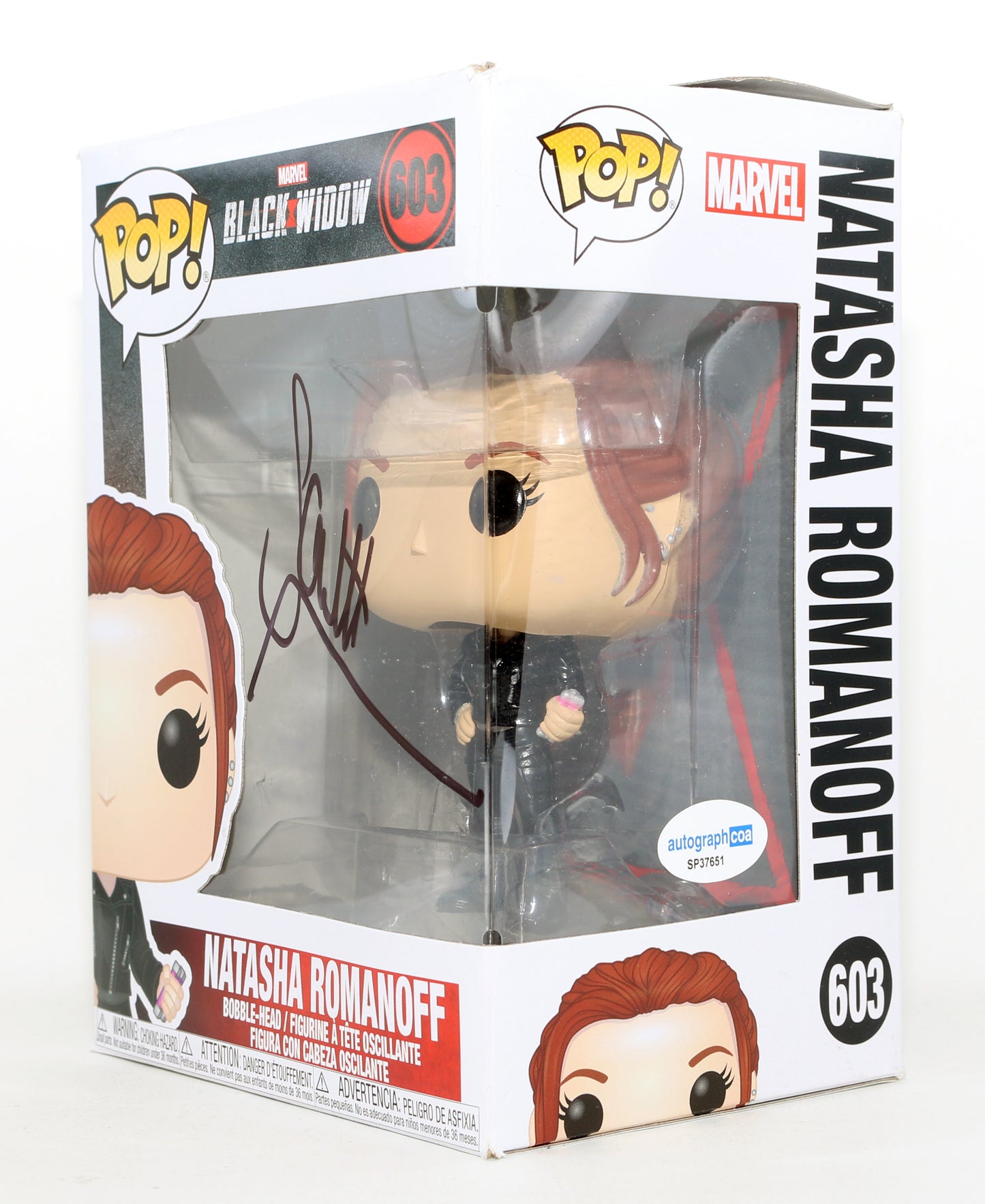 
                  
                    Scarlett Johansson as Natasha Romanoff / Black Widow in Black Widow Signed Funko POP! #603
                  
                