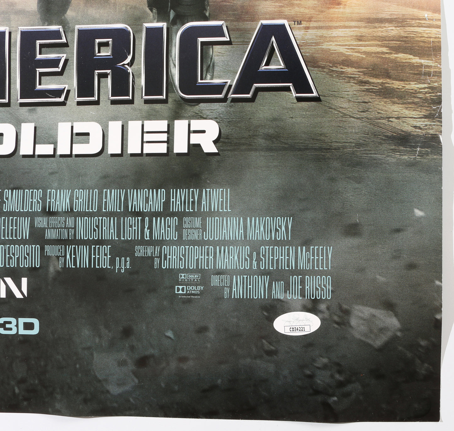 
                  
                    Chris Evans as Steve Rogers / Captain America & Sebastian Stan as Bucky Barnes / Winter Soldier in Captain America: The Winter Soldier (JSA) Signed 27x40 Poster
                  
                