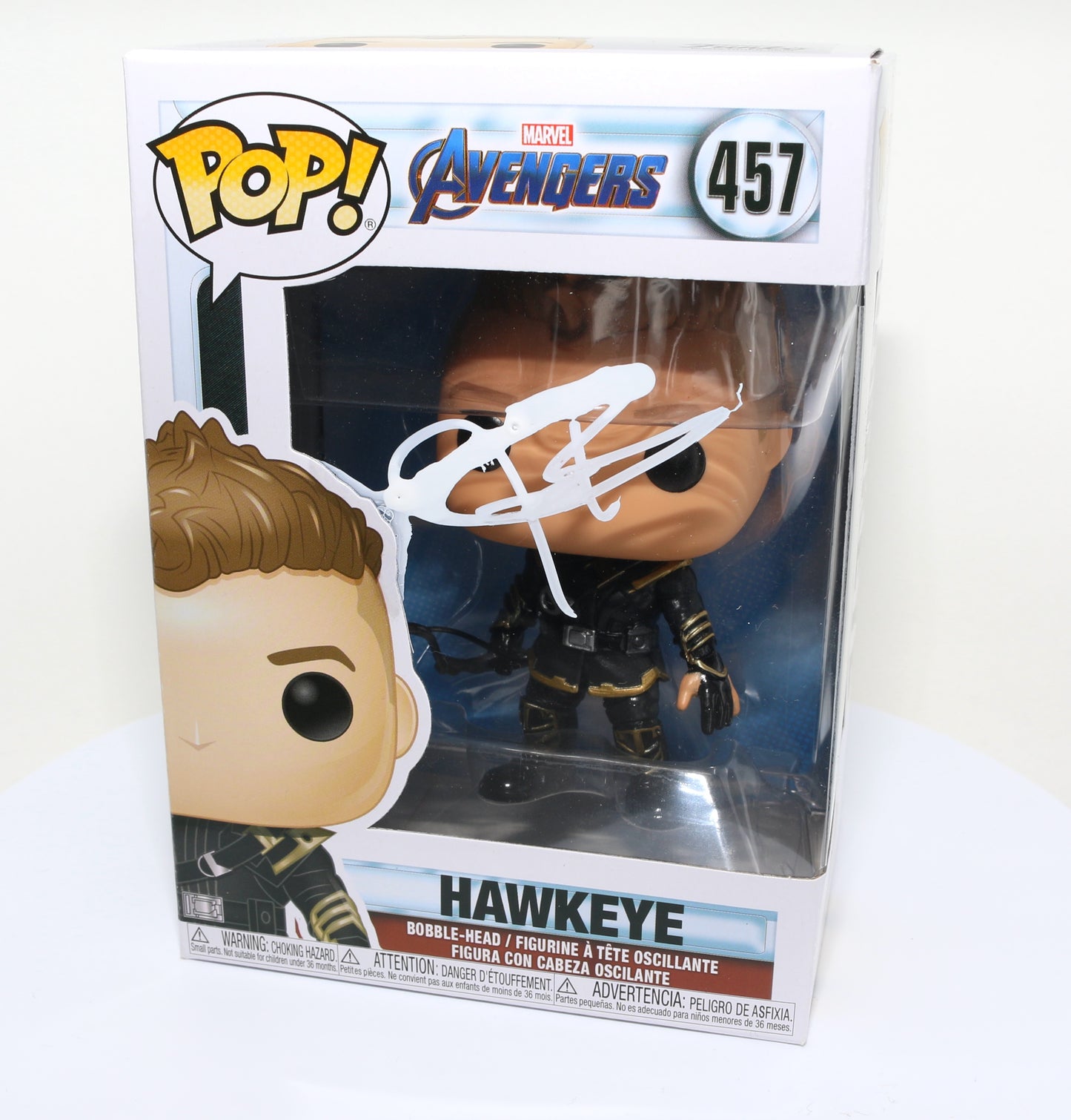 
                  
                    Jeremy Renner as Hawkeye in Avengers: Endgame (SWAU Witnessed) Signed Funko POP! #457
                  
                
