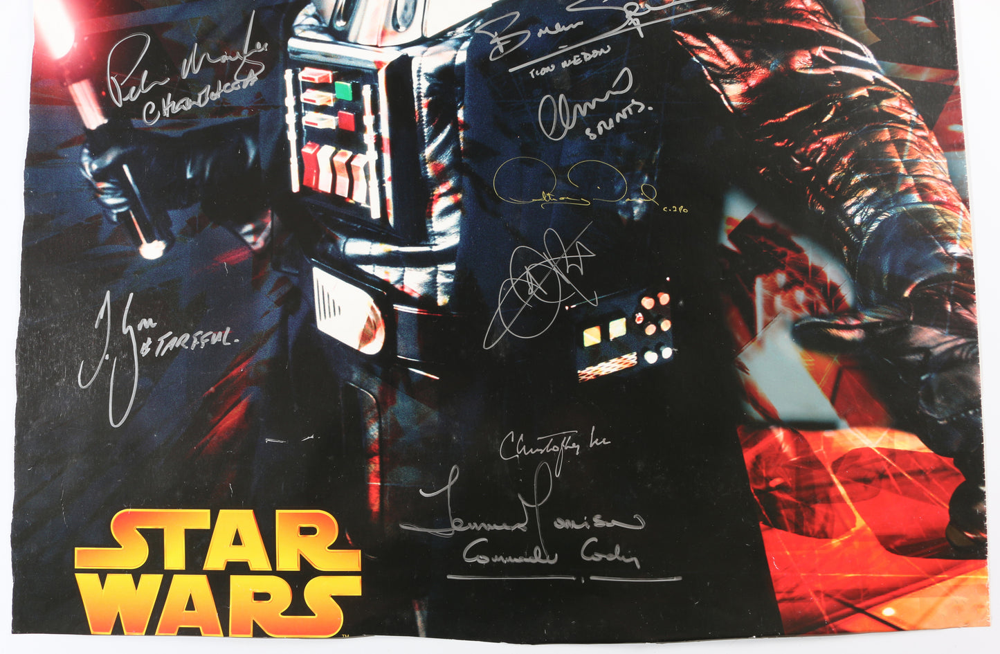 
                  
                    Star Wars Darth Vader 24x34 Poster Cast Signed by George Lucas, Christopher Lee, James Earl Jones, Jeremy Bulloch, Anthony Daniels, Temuera Morrison, Kenny Baker, Peter Mayhew, Dave Prowse, Ahmed Best, Rick McCallum, & More
                  
                