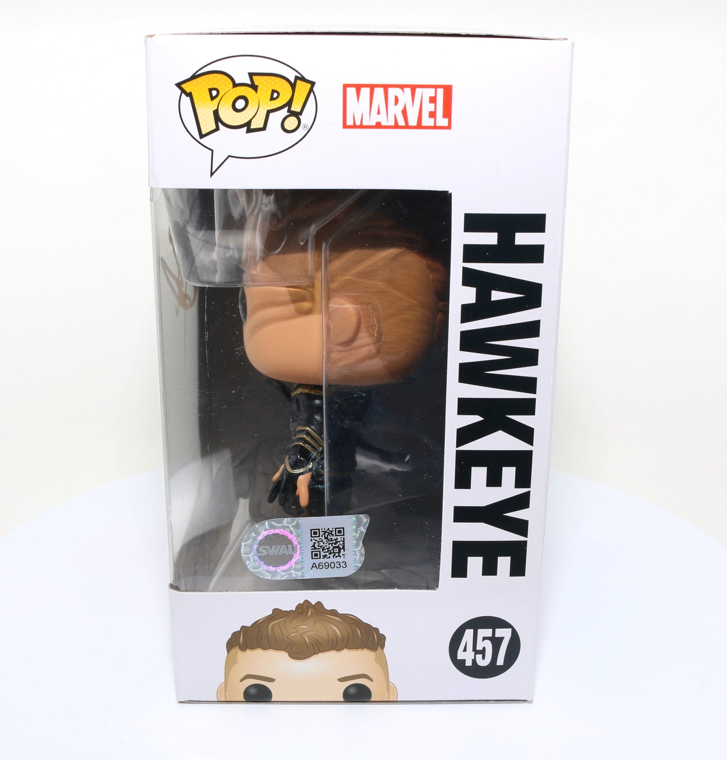 
                  
                    Jeremy Renner as Hawkeye in Avengers: Endgame (SWAU Witnessed) Signed Funko POP! #457
                  
                