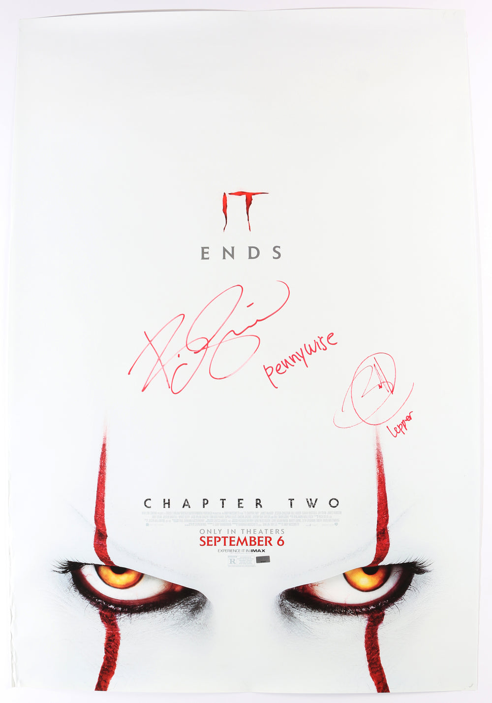 Bill Skarsgård as Pennywise the Dancing Clown & Javier Botet as Leper in It Chapter Two (Beckett Witnessed / Celebrity Authentics) Signed 27x40 Poster with Character Names