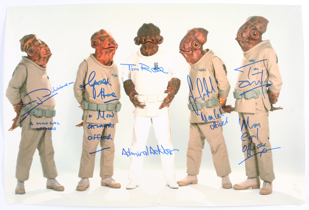 Star Wars: Return of the Jedi  Mon Calamari (ACOA) 18x12 Photo Cast Signed by Gerald Home, Sean Crawford, Simon Williamson, Tim Dry, & Tim Rose with Character Names