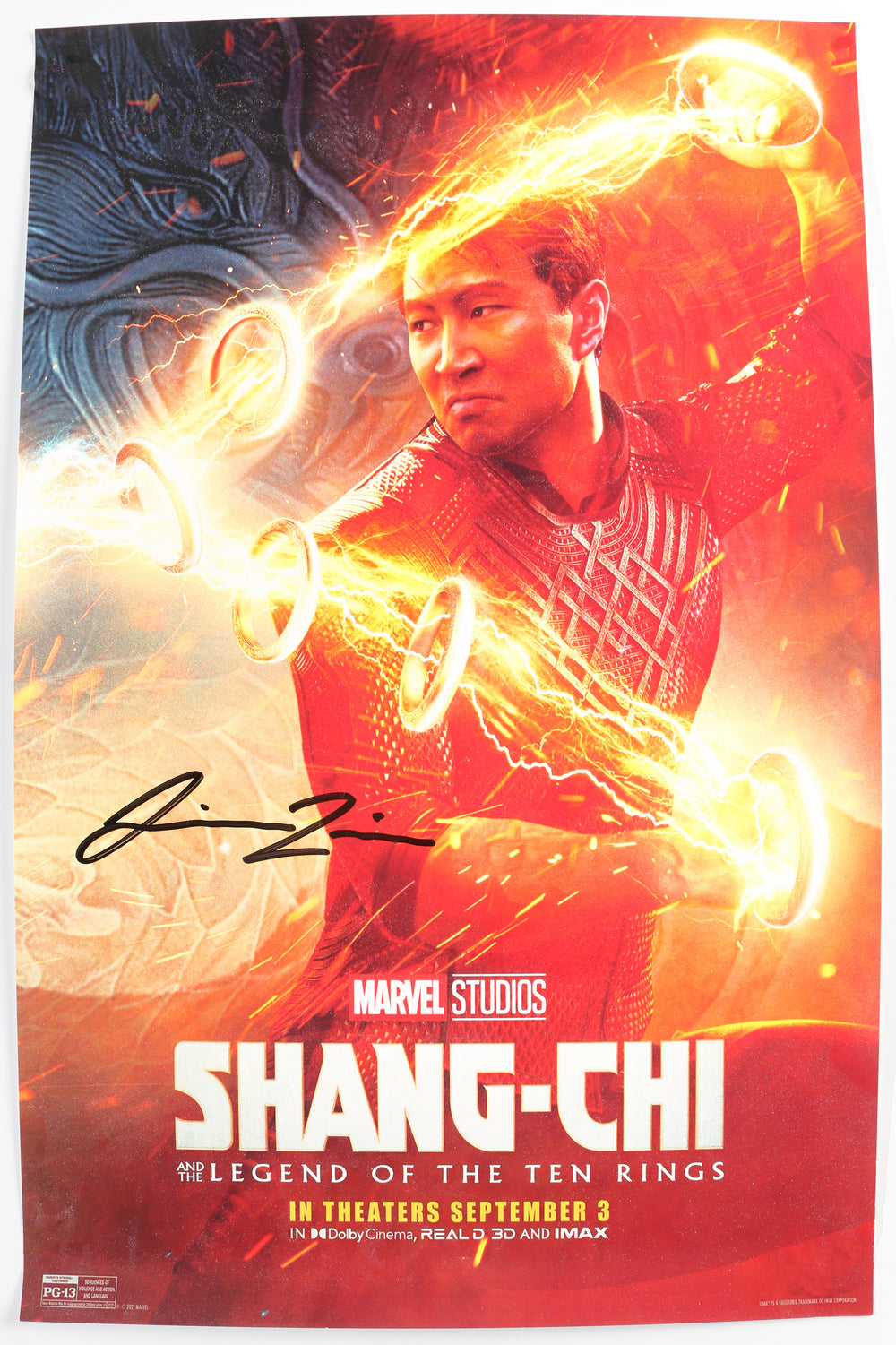 Simu Liu as Shang-Chi in Shang-Chi & the Legend of the Ten Rings (Beckett) Signed 11x17 Mini Poster