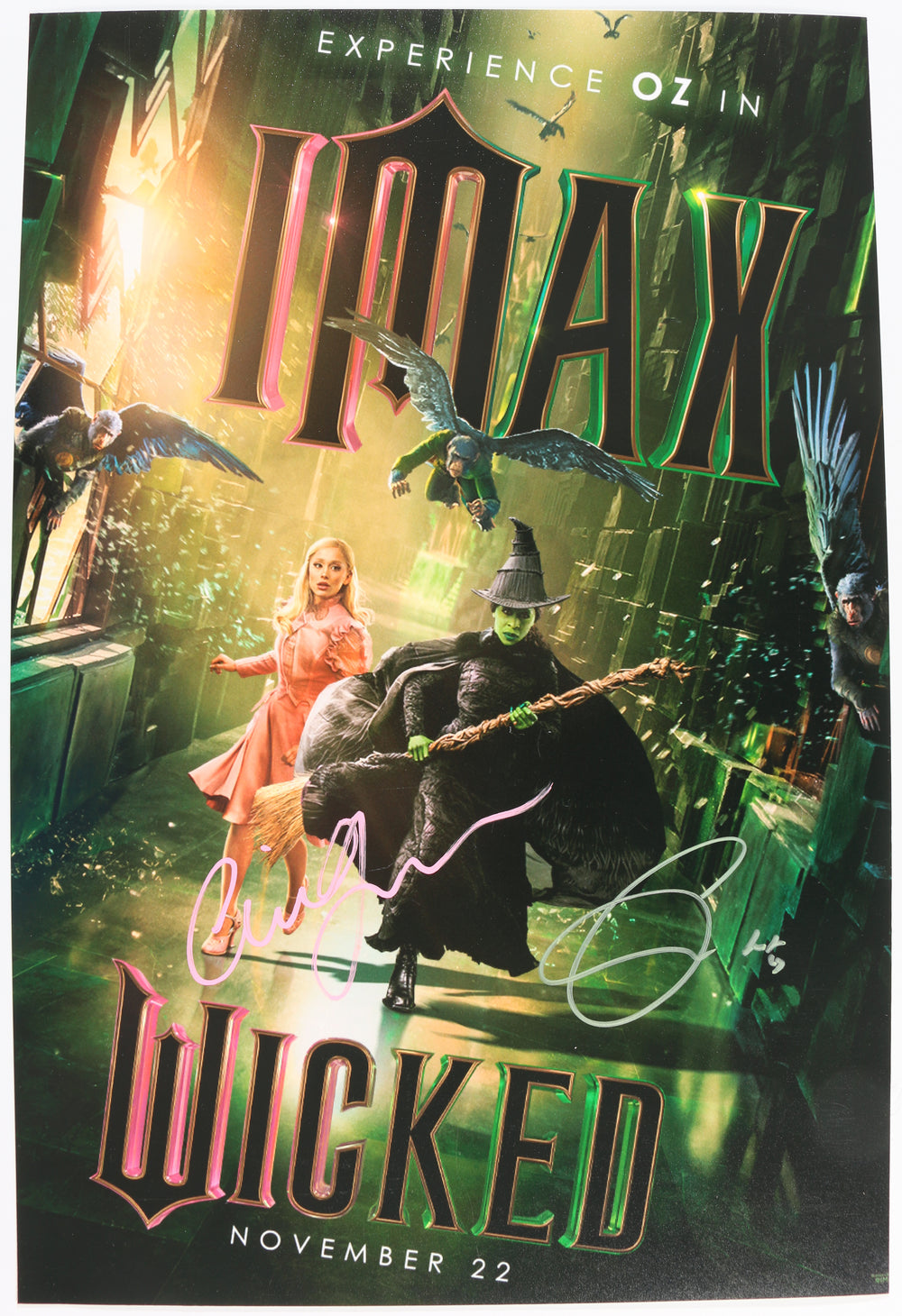 Cynthia Erivo as Elphaba Thropp & Ariana Grande as Galinda Upland in Wicked Signed 12x18 Mini Poster