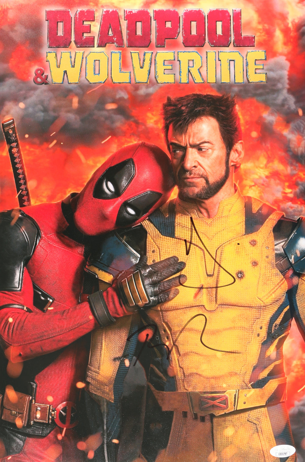 Ryan Reynolds as Deadpool & Hugh Jackman as Wolverine in Deadpool & Wolverine (JSA) Signed 12x18 Mini Poster