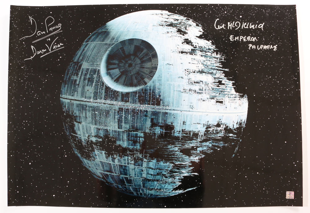 Dave Prowse as Darth Vader & Ian McDiarmid as The Emperor Death Star Star Wars: Return of the Jedi (Coolwaters) Signed 30x21 Poster with Character Names