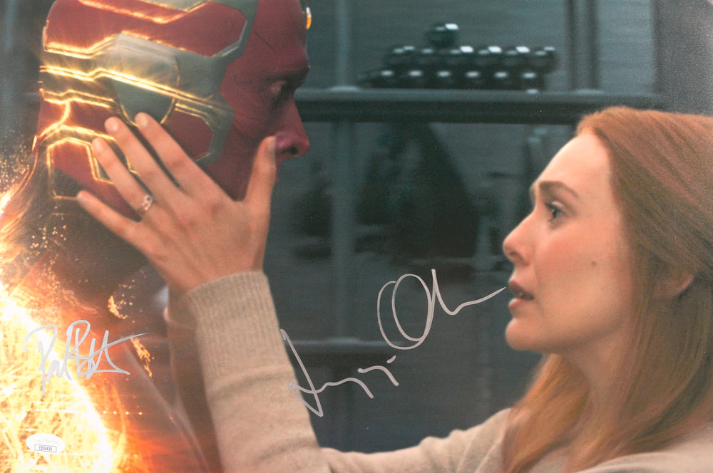 Elizabeth Olsen as Wanda & Paul Bettany as Vision in WandaVision (JSA) Signed 12x18 Photo