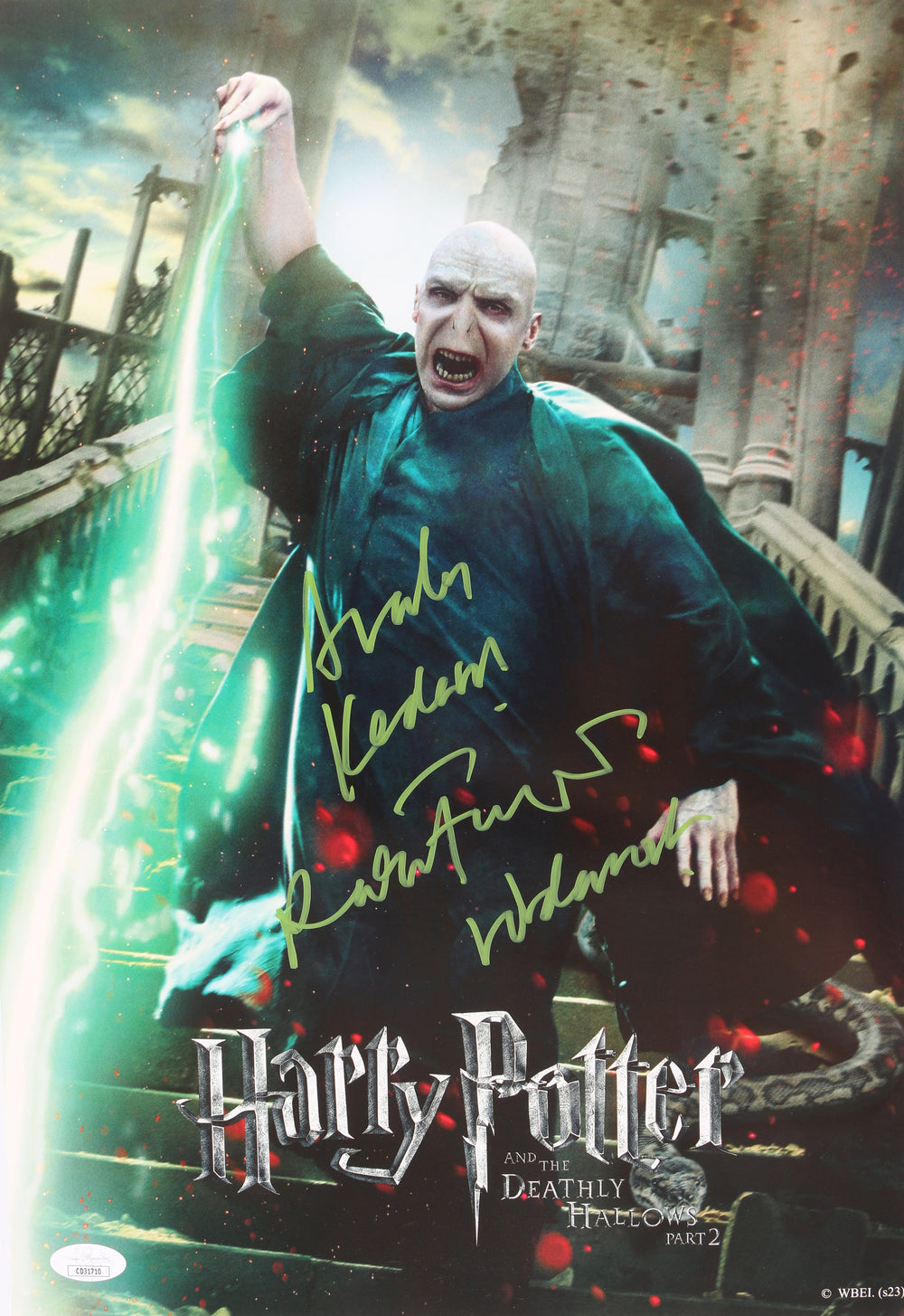Ralph Fiennes as Lord Voldemort in Harry Potter & The Deathly Hallows Part 2 (JSA) Signed 11x17 Photo with Character Name & Quote
