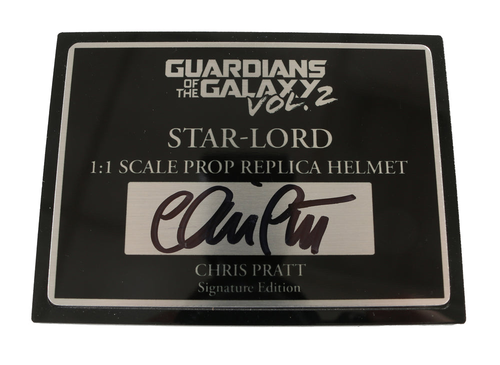 Chris Pratt as Star-Lord in Guardians of the Galaxy Vol. 2 (Official Pix) Signed 1:1 Scale Prop Replica Helmet Plaque