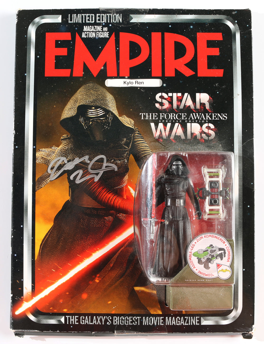 Adam Driver as Kylo Ren in Star Wars: The Force Awakens Signed Limited Edition Movie Magazine & Action Figure