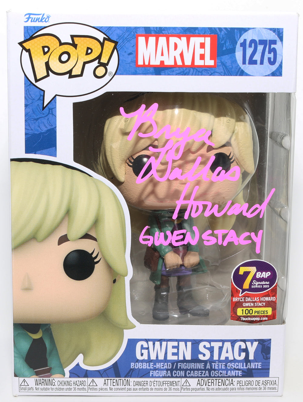 Bryce Dallas Howard as Gwen Stacy in Spider-Man 3 7BAP Exclusive (JSA) Signed Funko POP! #1275 with Character Name