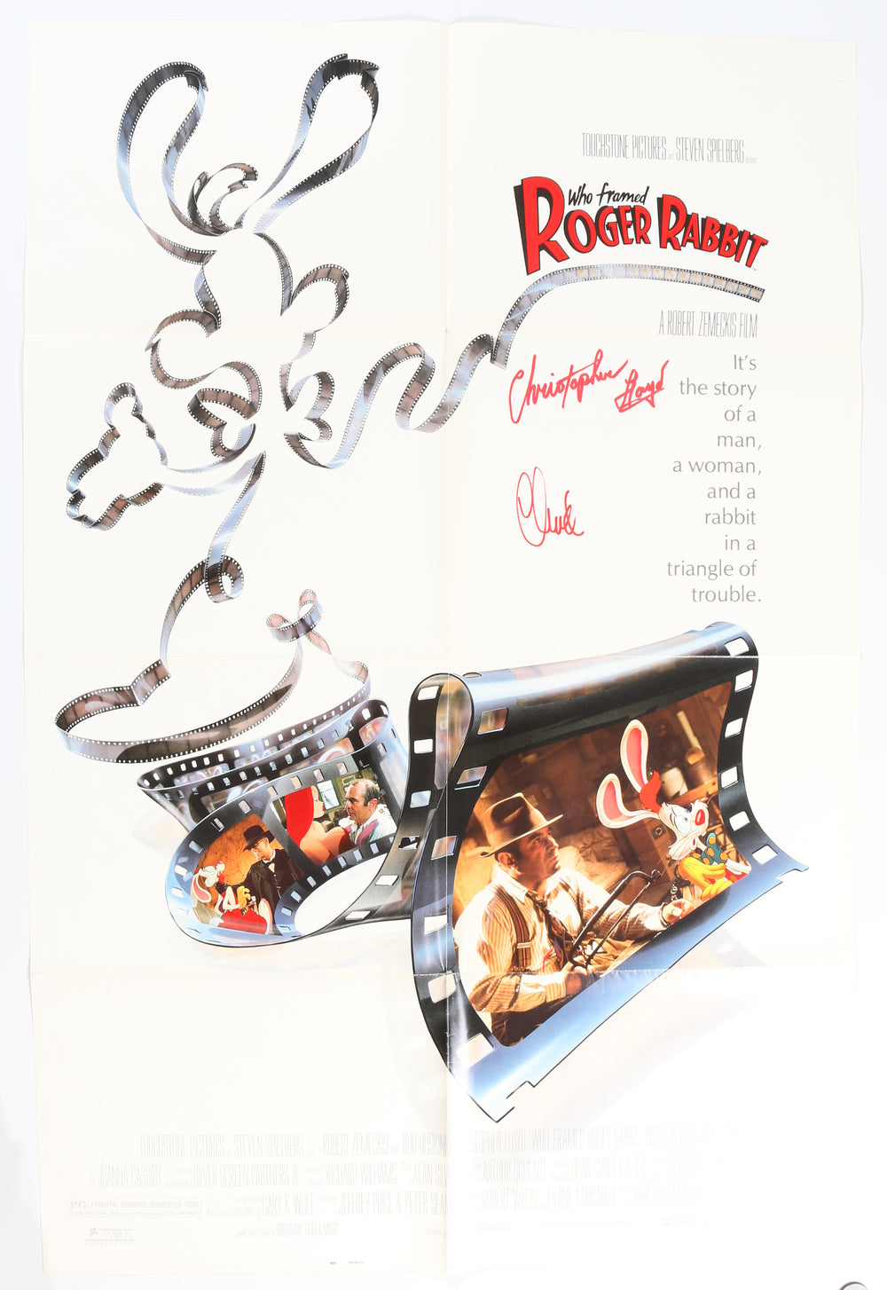 Christopher Llyod as Judge Doom and Charles Fleischer as Roger Rabbit in Who Framed Roger Rabbit Signed 27x40 Poster