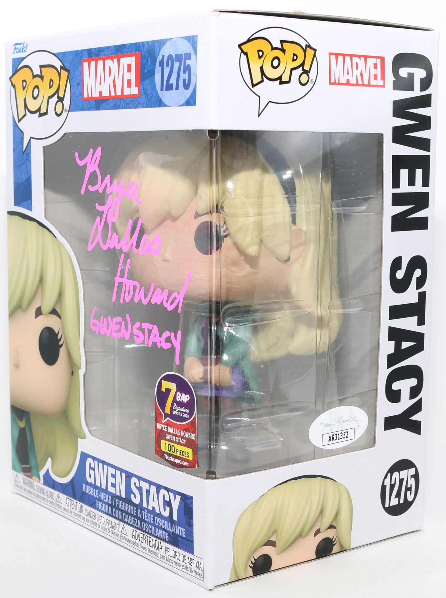 
                  
                    Bryce Dallas Howard as Gwen Stacy in Spider-Man 3 7BAP Exclusive (JSA) Signed Funko POP! #1275 with Character Name
                  
                