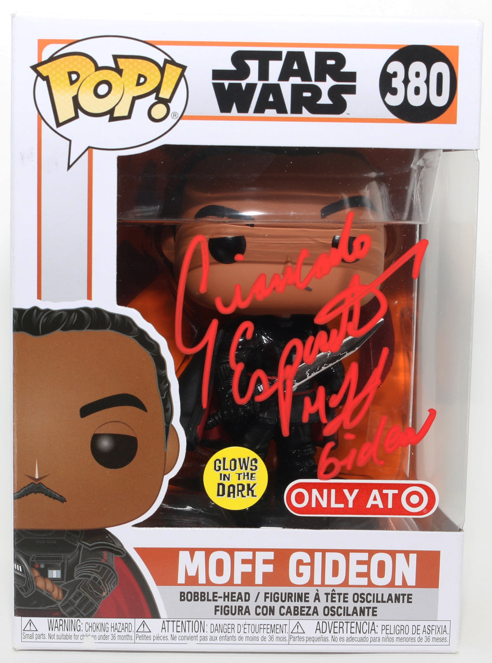 Giancarlo Esposito as Moff Gideon in Star Wars: The Mandalorian GITD Target Exclusive Signed Funko POP! #380 with Character Name